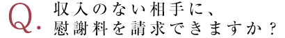 収入のない相手に、慰謝料を請求できますか？