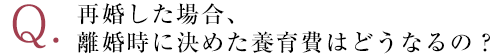 再婚した場合、離婚時に決めた養育費はどうなるの？