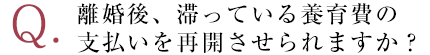 離婚後、滞っている養育費の支払いを再開させられますか？