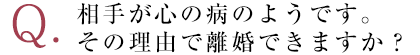 相手が心の病のようです。その理由で離婚できますか？