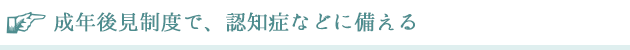 成年後見制度で、認知症などに備える